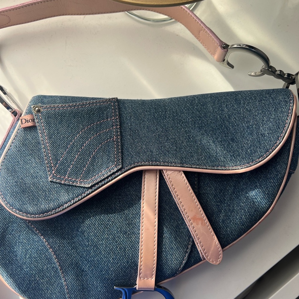 Dior Blue and Pink Saddle Bag - Picture 3 of 5